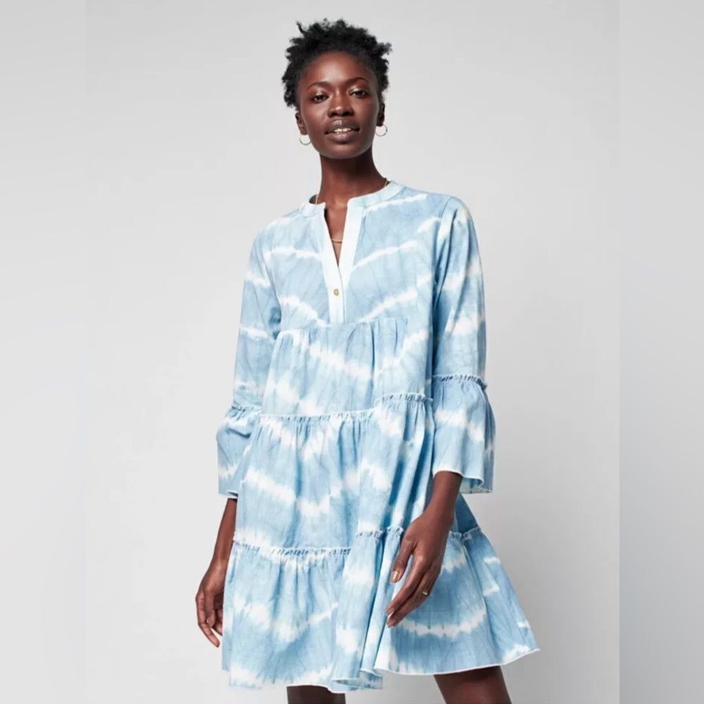 Faherty Vida Tie Dye Dress in‎ Faded Blue Dye Size XS